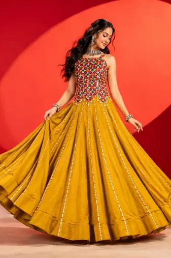 Mustard Color Beautiful Navratri Chaniya Choli With Fancy Blouse