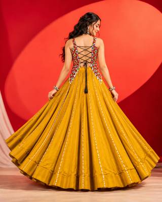 Mustard Color Beautiful Navratri Chaniya Choli With Fancy Blouse 4