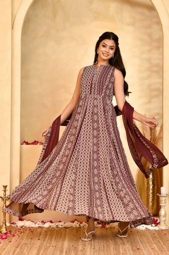 Meher georgette anarkali kurta with dupatta