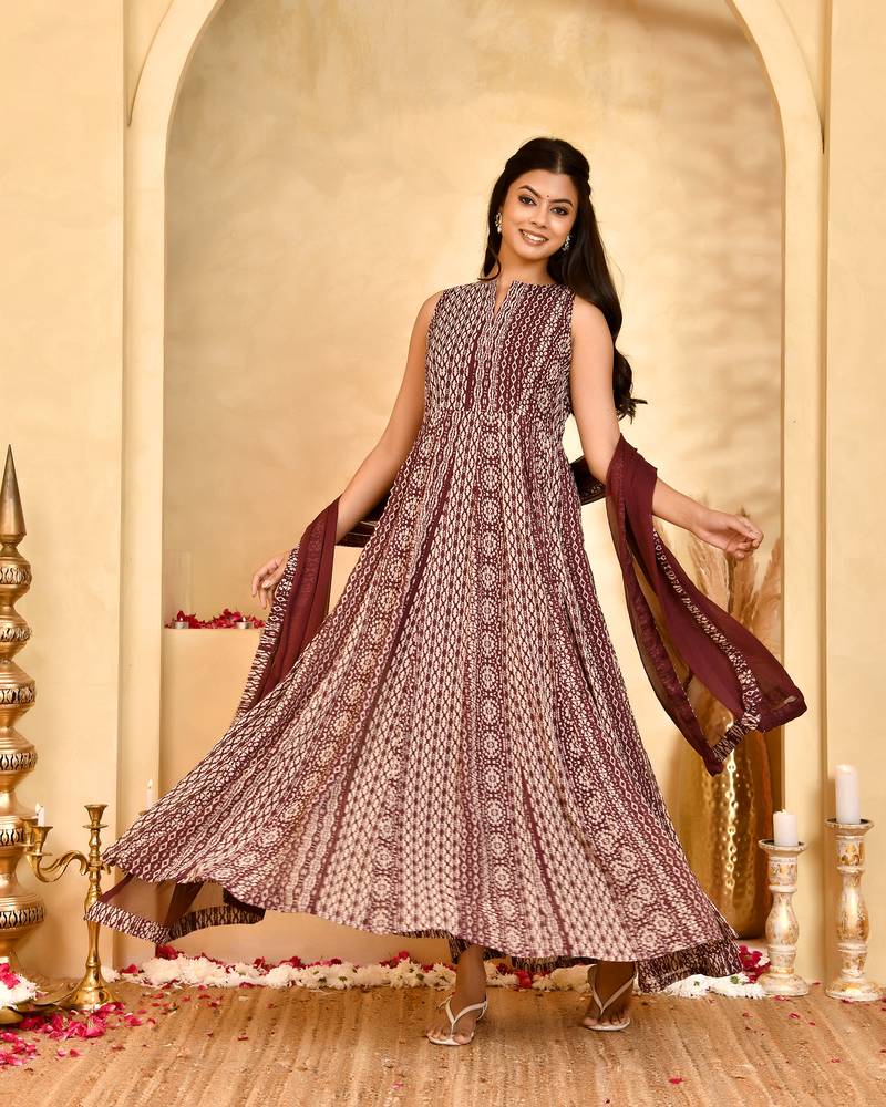 Meher georgette anarkali kurta with dupatta