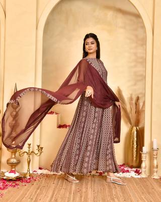 Meher georgette anarkali kurta with dupatta 4