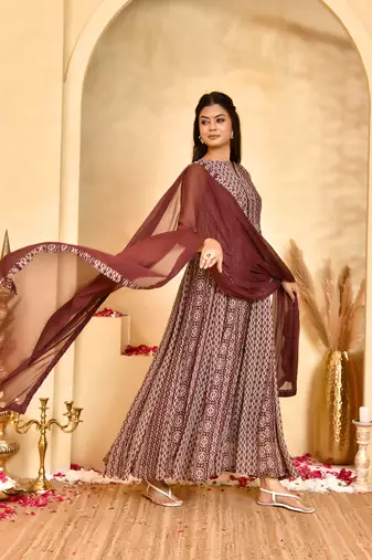 Meher georgette anarkali kurta with dupatta
