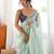Green premium satin saree with golden butti work & designer border