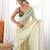 Ivory premium satin saree with golden butti work & designer border