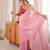 Pink premium satin saree with golden butti work & designer border