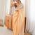 Peach premium satin saree with golden butti work & designer border
