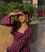 Women's Rayon Floral Handprinted Casual Wear Trending Purple Short Kurti