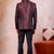 Wine & black imported jacquard fabric 3 piece jacket jodhpuri for men