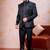 Green  & black imported jacquard fabric 3 piece jacket jodhpuri for men