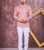 Pink computer thread work on art silk jodhpuri for men