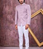 Purple computer thread work on art silk jodhpuri for men