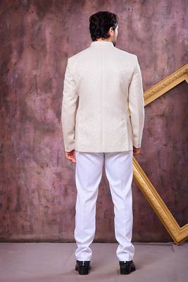 Off white imported plain fabric jodhpuri for men 3