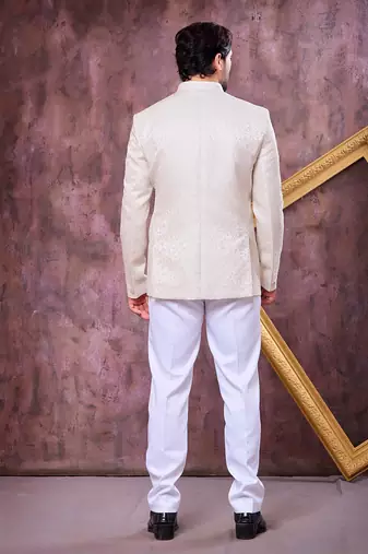 Off white imported plain fabric jodhpuri for men