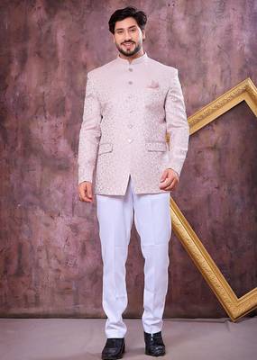 Pink imported plain fabric jodhpuri for men 1