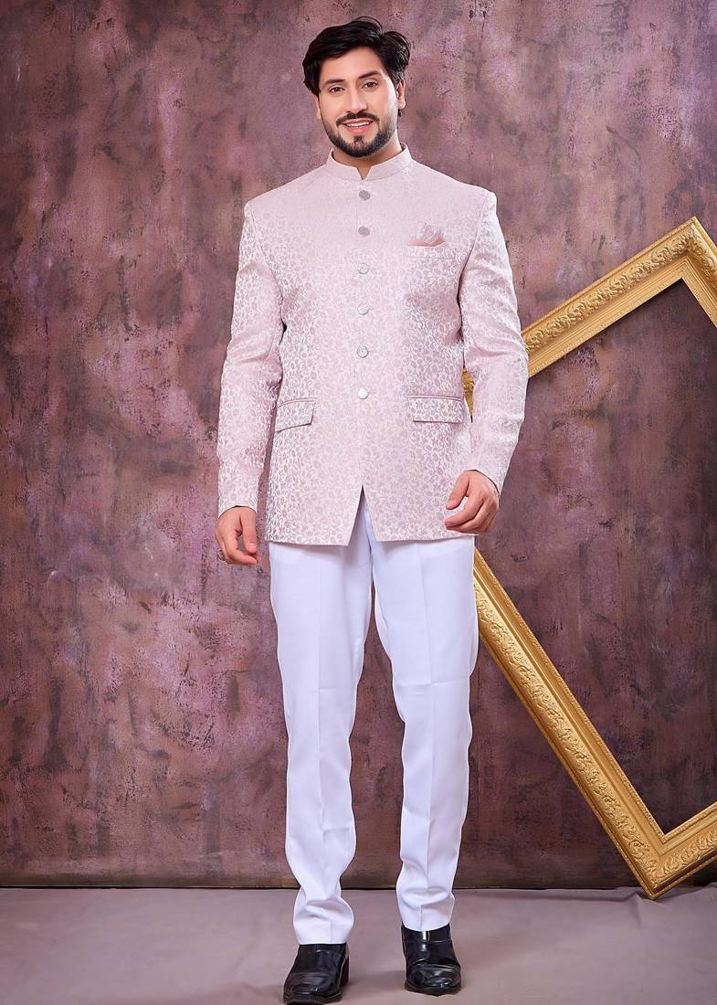 Pink imported plain fabric jodhpuri for men