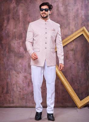 Pink imported plain fabric jodhpuri for men 2