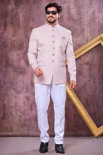 Pink imported plain fabric jodhpuri for men