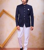 Blue imported plain fabric jodhpuri for men