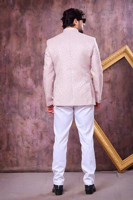 Pink imported plain fabric jodhpuri for men 3