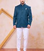 Blue imported plain fabric jodhpuri for men
