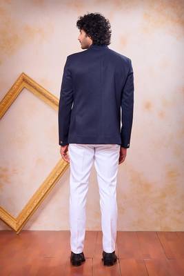 Blue imported plain fabric jodhpuri for men 3