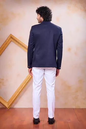Blue imported plain fabric jodhpuri for men