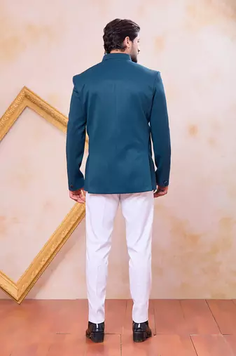 Blue imported plain fabric jodhpuri for men