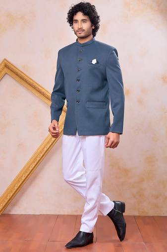 Grey imported plain fabric jodhpuri for men