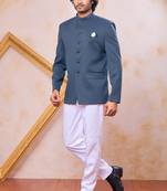 Grey imported plain fabric jodhpuri for men