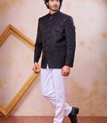 Black imported plain fabric jodhpuri for men