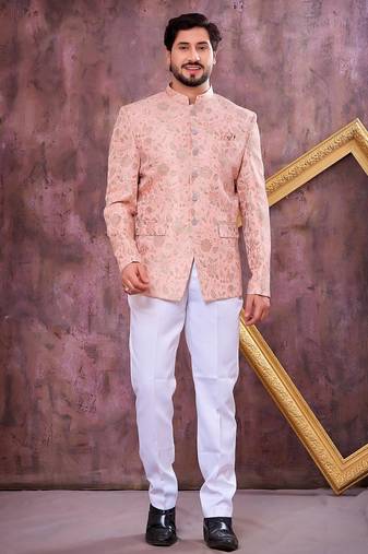 Pink imported plain fabric jodhpuri for men