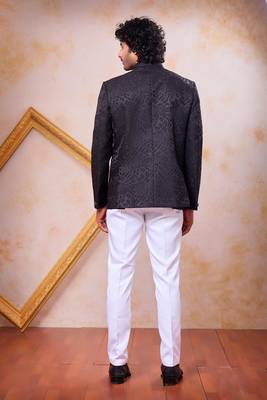 Black imported plain fabric jodhpuri for men 3