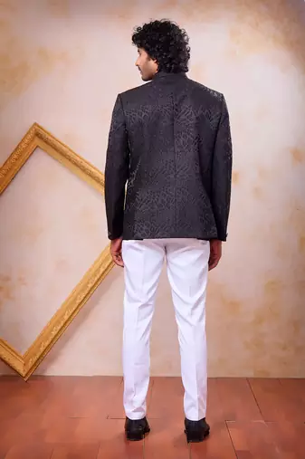 Black imported plain fabric jodhpuri for men