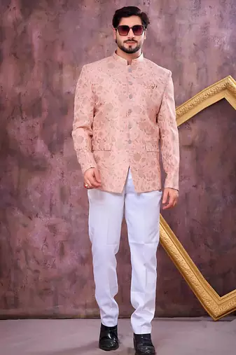 Pink imported plain fabric jodhpuri for men