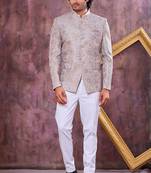 Grey imported plain fabric jodhpuri for men