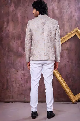 Grey imported plain fabric jodhpuri for men