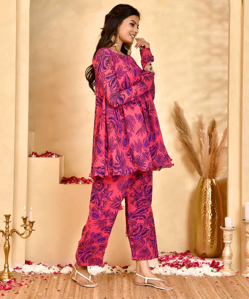 Women's gulab floral farshi salwar set with dupatta