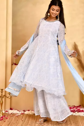 Women's noor chiffon anarkali kurta set with dupatta