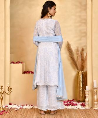 Women's noor chiffon anarkali kurta set with dupatta 2