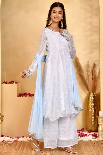 Women's noor chiffon anarkali kurta set with dupatta