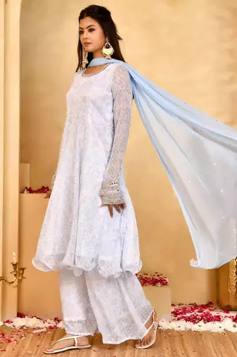 Women's noor chiffon anarkali kurta set with dupatta
