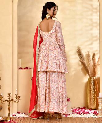 Women's gulnaar bandhani sharara set with dupatta 1