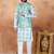 Green jacquard 3 peice  kurta jacket set for men