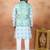 Green jacquard 3 peice  kurta jacket set for men