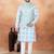 Blue jacquard 3 peice  kurta jacket set for men