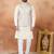 Beige jacquard 3 peice  kurta jacket set for men