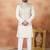Beige jacquard 3 peice  kurta jacket set for men