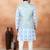 Blue jacquard 3 peice  kurta jacket set for men