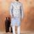 Grey jacquard 3 peice  kurta jacket set for men