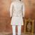 Beige jacquard 3 peice  kurta jacket set for men